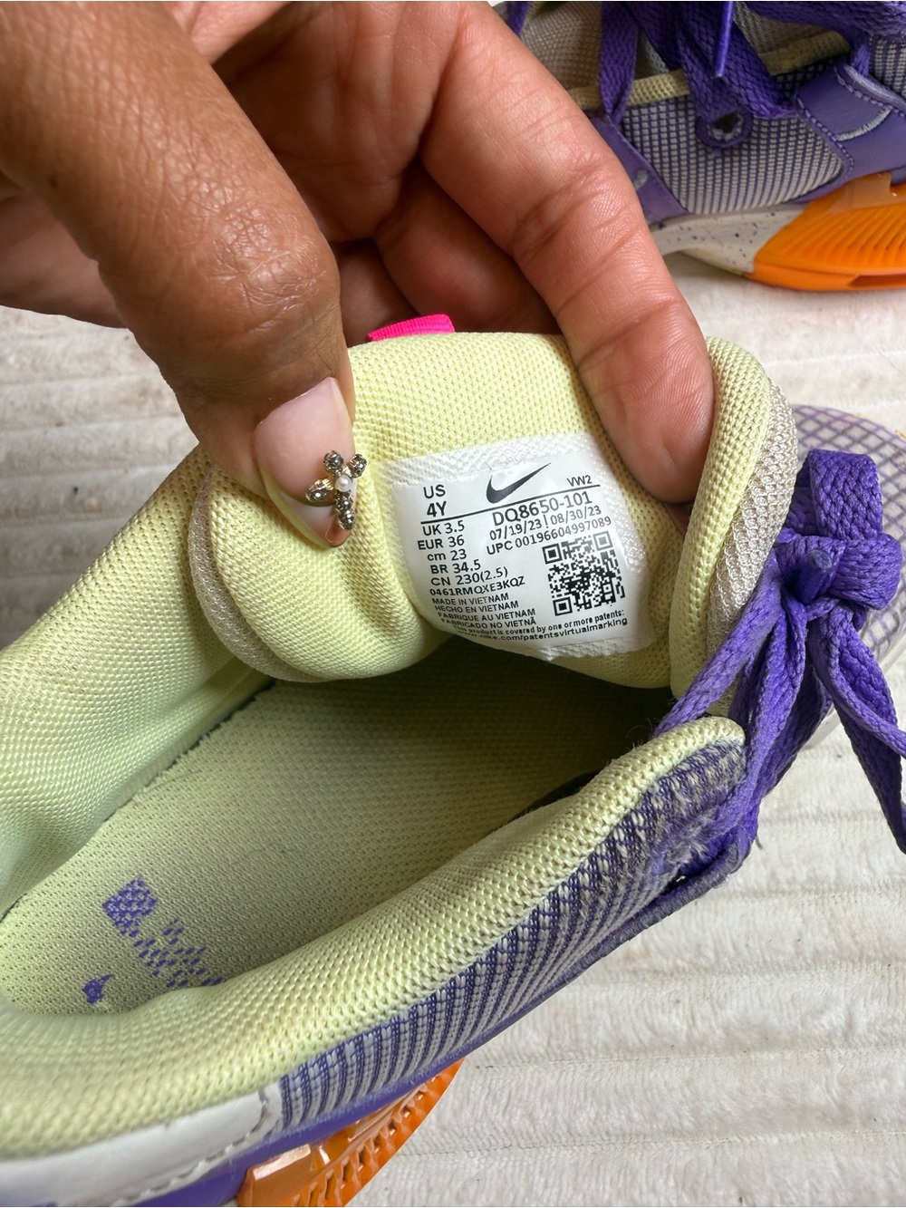 Nike Kids Purple and Pink Grid Sneakers - Picture 6 of 6